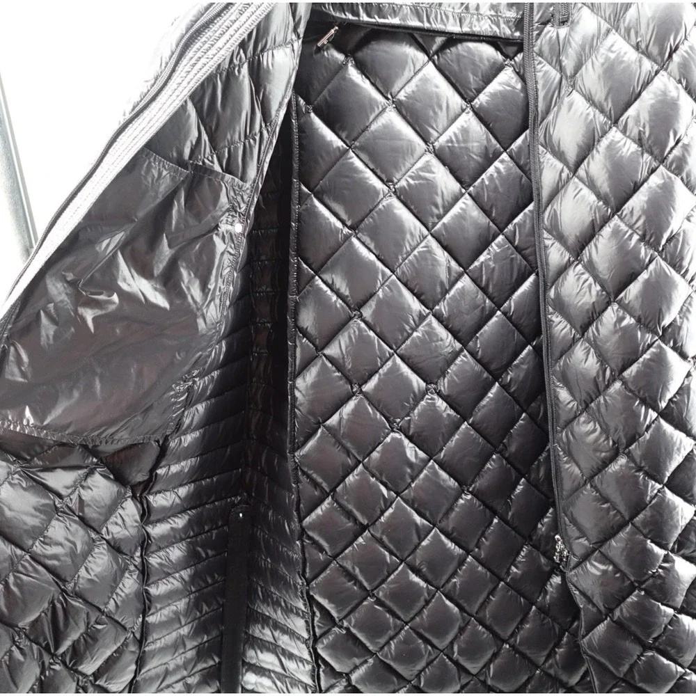 Lauren Ralph Lauren Womens Black Diamond Quilted Down Puffer Coat Hooded XL - Picture 7 of 11